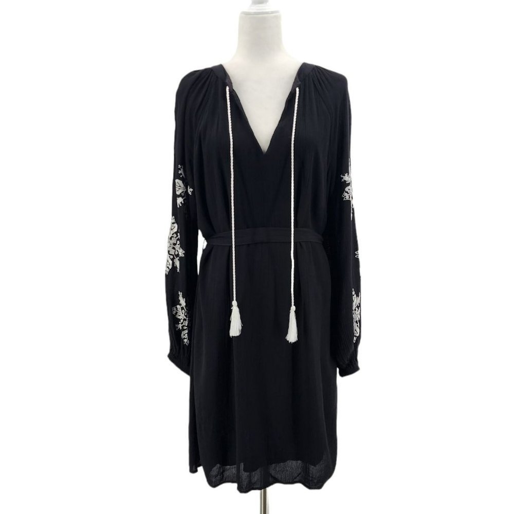 NWT New York & Company Boho Embroidered V-neck Tunic Dress Womens Small